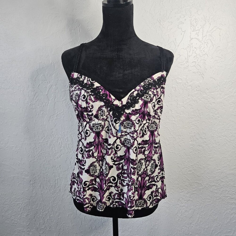 Y2K Retro Babydoll Tank Top Cami Blouse Purple Black Fairycore Whimsigoth READ